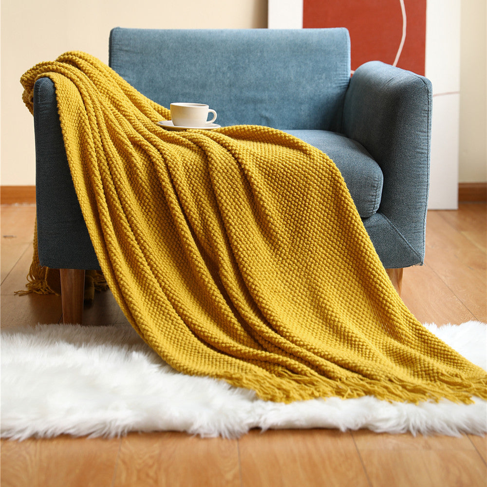 Pineapple Grid Knitted Sofa Blanket
