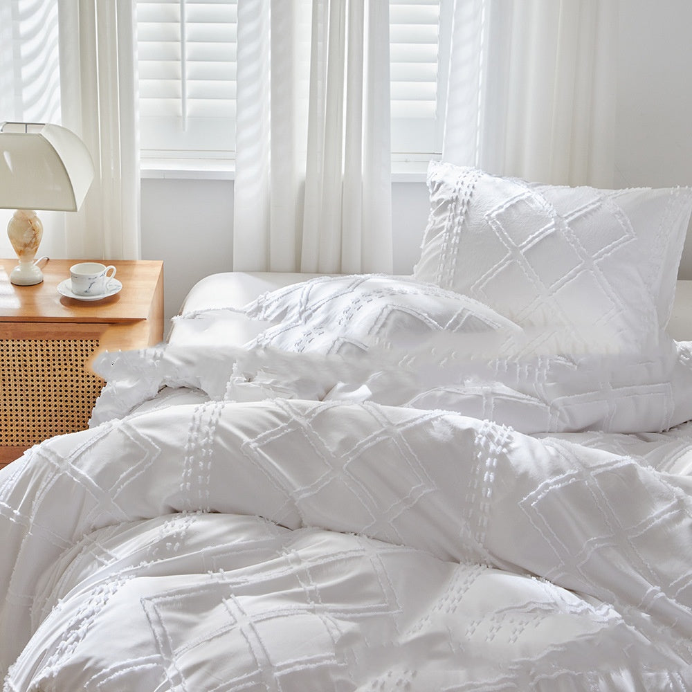 Cut Flower Geometric Simple Pure Color Duvet Cover Pillowcase