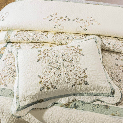 European Embroidered Cotton Bedspread Set