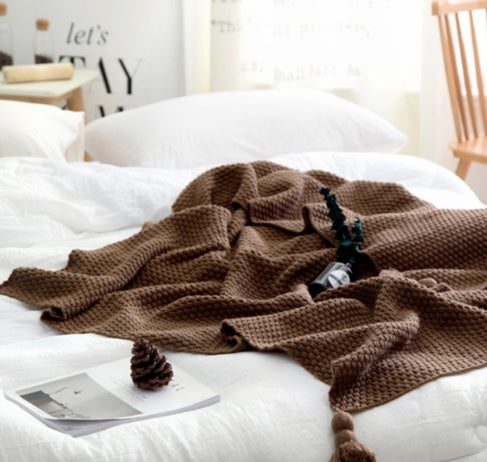 Nordic Fringed Knit Throw Blanket