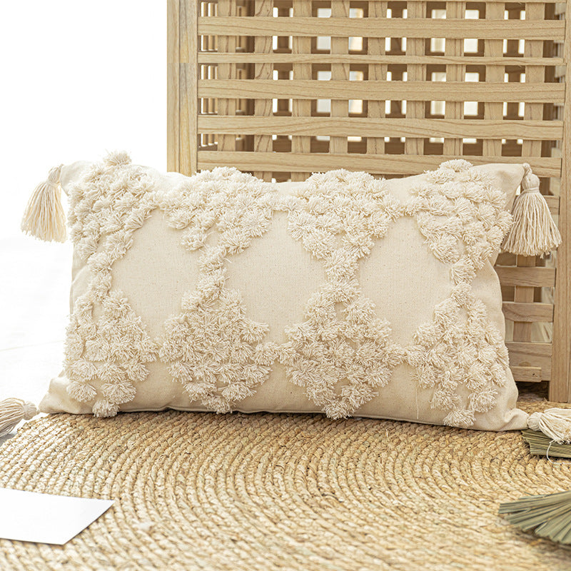 Tufted Throw Pillow with Tassels
