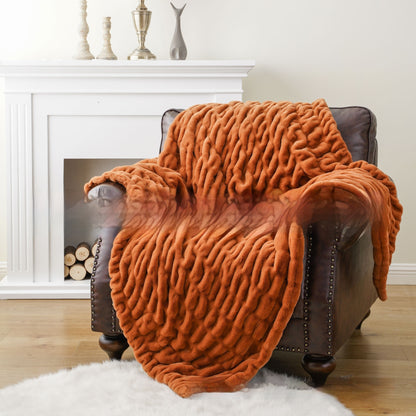 Soft Rabbit Fur Sofa Blanket – Cozy Tie-Dye Throw