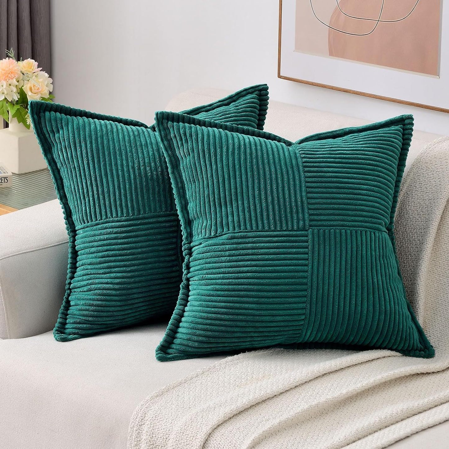 Corduroy Pillow Cover – Super Soft Boho Striped Cushion Cover