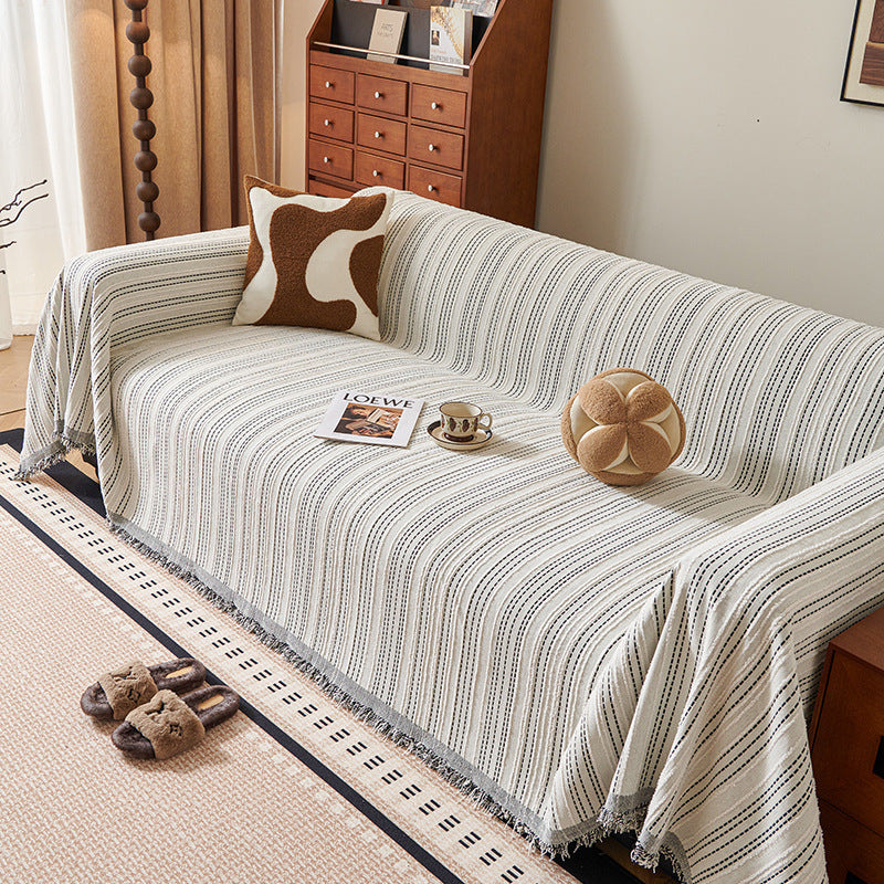 Solid Color Chenille Sofa Cover – Modern Anti-Slip Sofa Towel