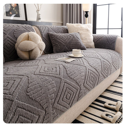 Winter Plush Sofa Cushion Cover – Anti-Slip Straight Cut