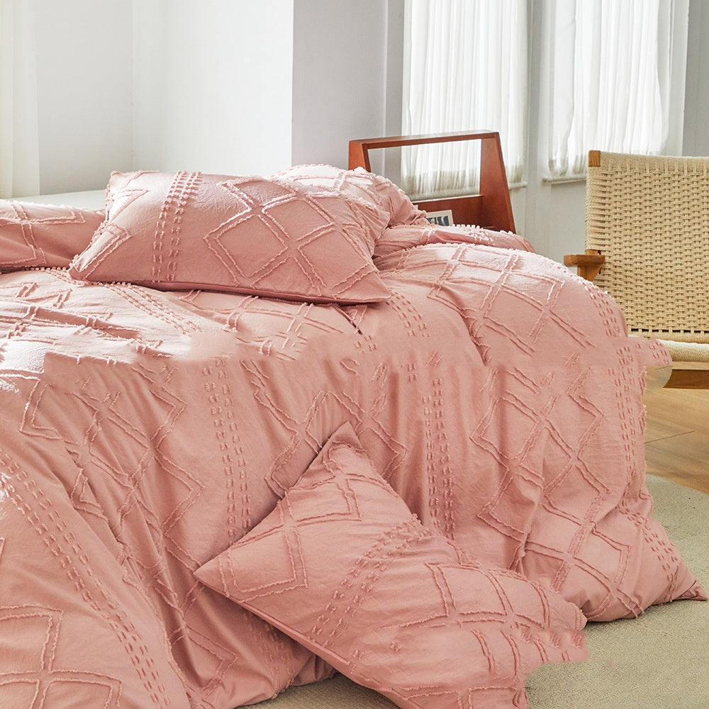 Cut Flower Geometric  Simple Pure Color Duvet Cover Pillowcase