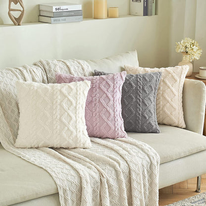 Cut Flower Plush Jacquard Cushion Cover