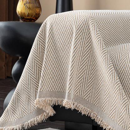 Striped Chenille Sofa Cover – Full Coverage Minimalist Design