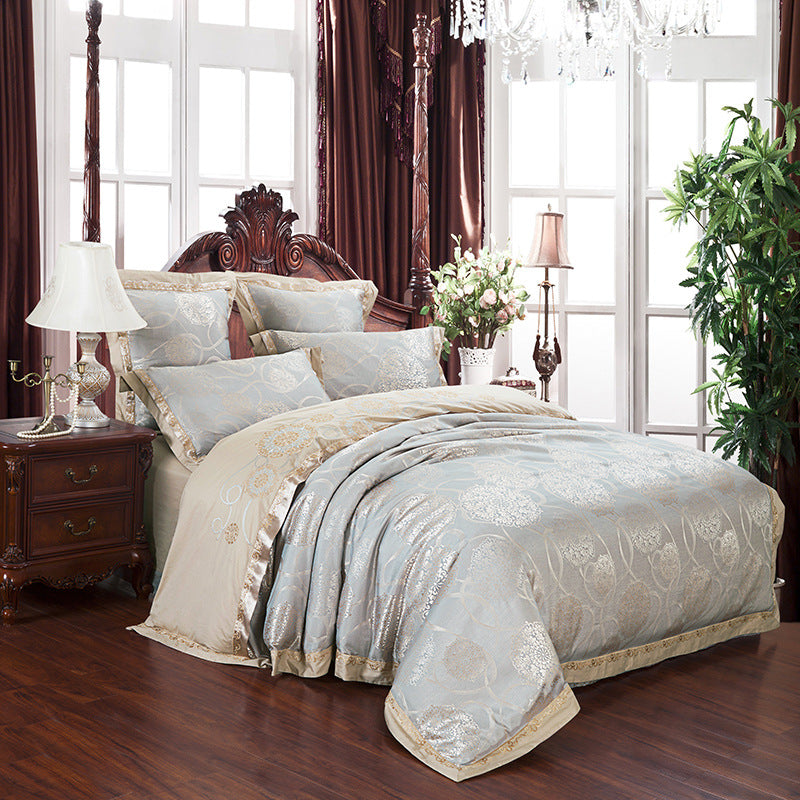 Four-piece satin jacquard set