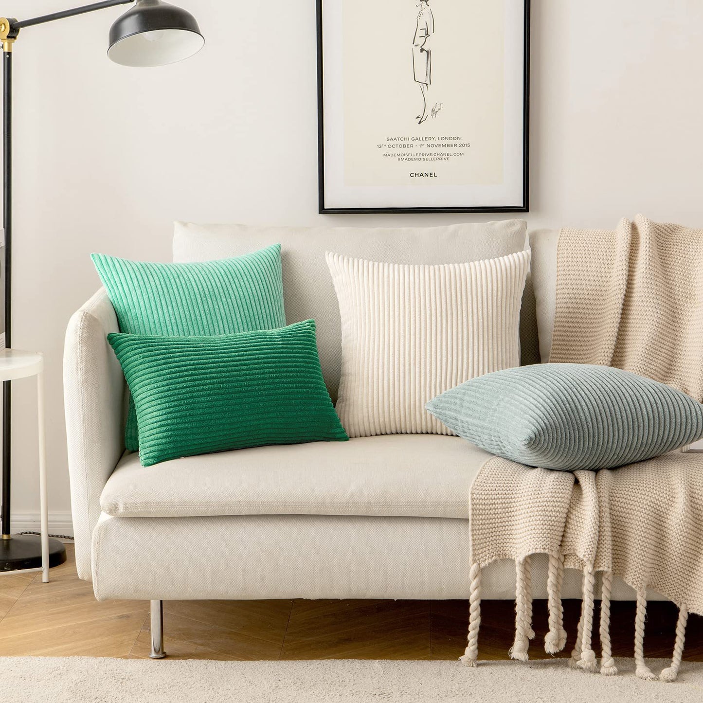 Corduroy Pillow Cover – Super Soft Boho Striped Cushion Cover