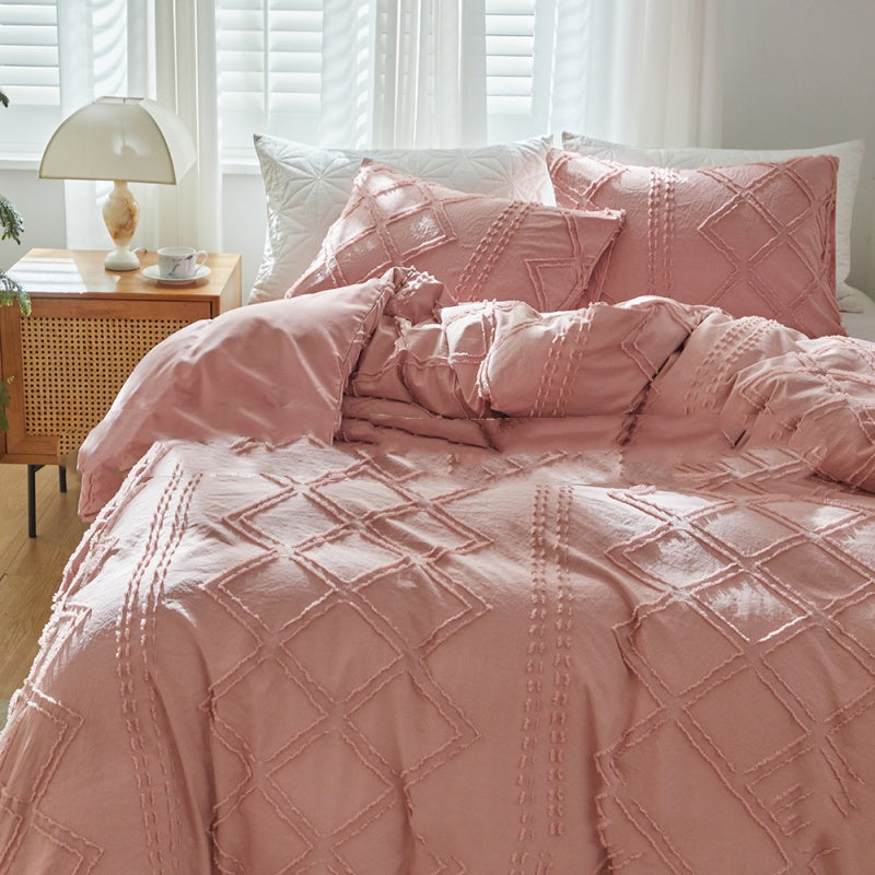 Cut Flower Geometric  Simple Pure Color Duvet Cover Pillowcase