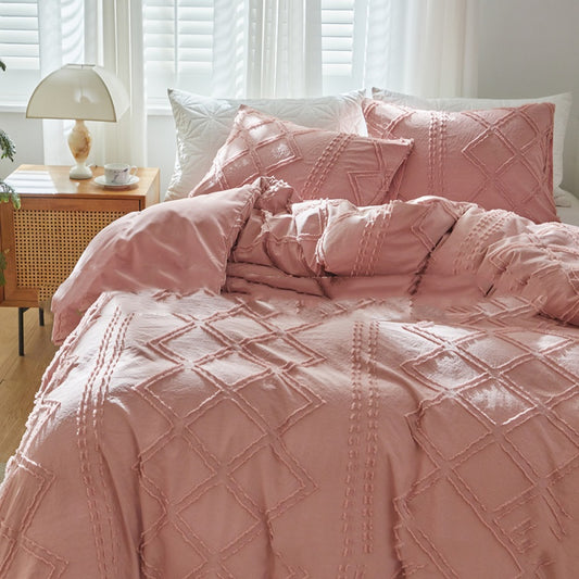 Cut Flower Geometric  Simple Pure Color Duvet Cover Pillowcase