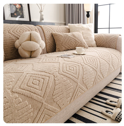 Winter Plush Sofa Cushion Cover – Anti-Slip Straight Cut