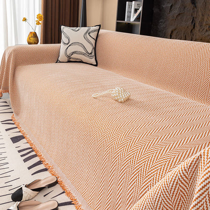 Striped Chenille Sofa Cover – Full Coverage Minimalist Design