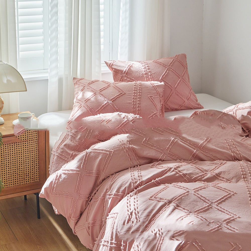 Cut Flower Geometric  Simple Pure Color Duvet Cover Pillowcase