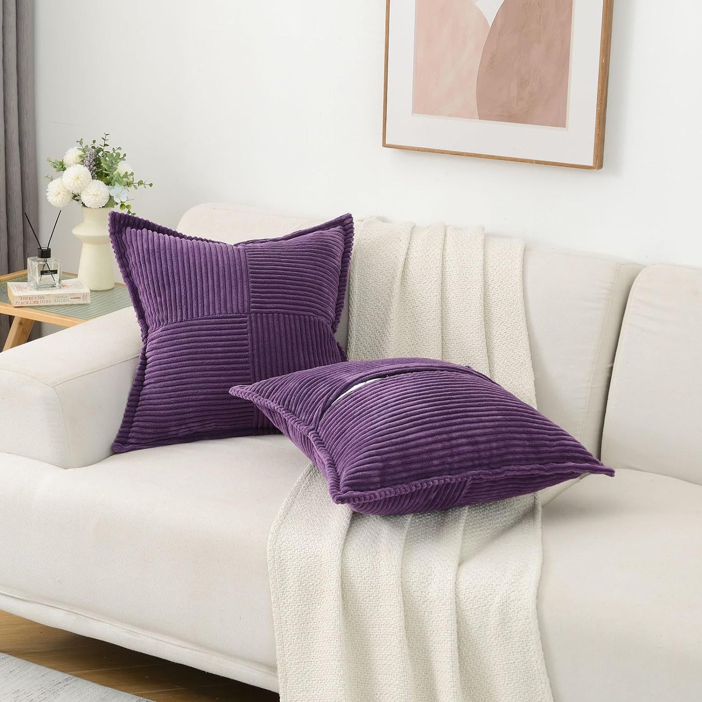 Corduroy Pillow Cover – Super Soft Boho Striped Cushion Cover