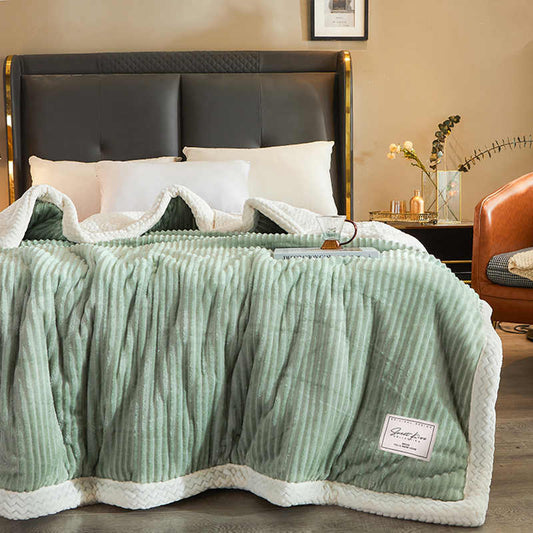 Three-layer Thickened Milk Fleece Blanket For Winter Office