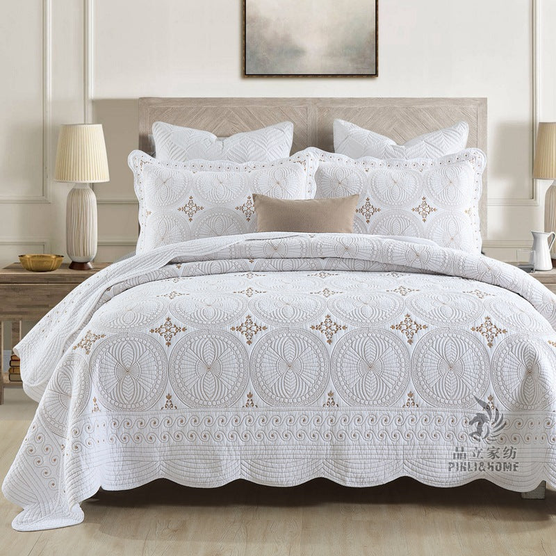 European Cotton Embroidery Bed Cover Set