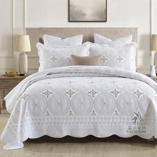 European Cotton Embroidery Bed Cover Set