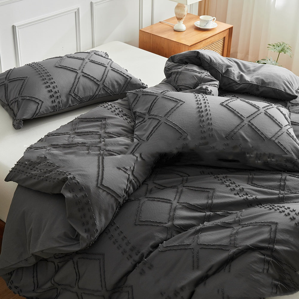 Cut Flower Geometric  Simple Pure Color Duvet Cover Pillowcase