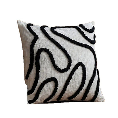 Abstract Line Chenille Cushion Cover