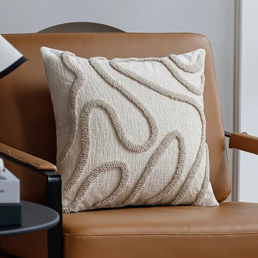 Abstract Line Chenille Cushion Cover