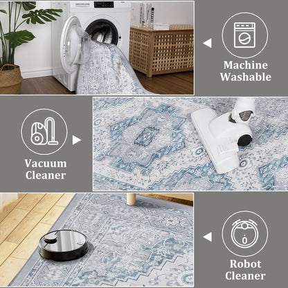 Large Vintage Washable Area Rug