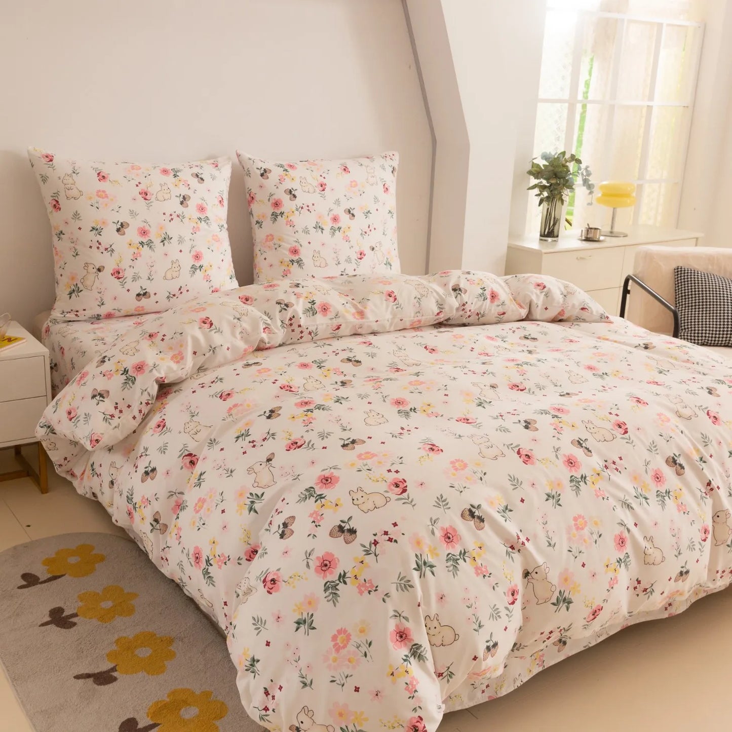 Rabbit Flowers Bedding Set