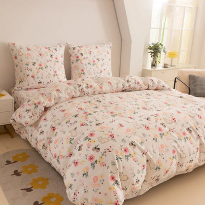 Rabbit Flowers Bedding Set