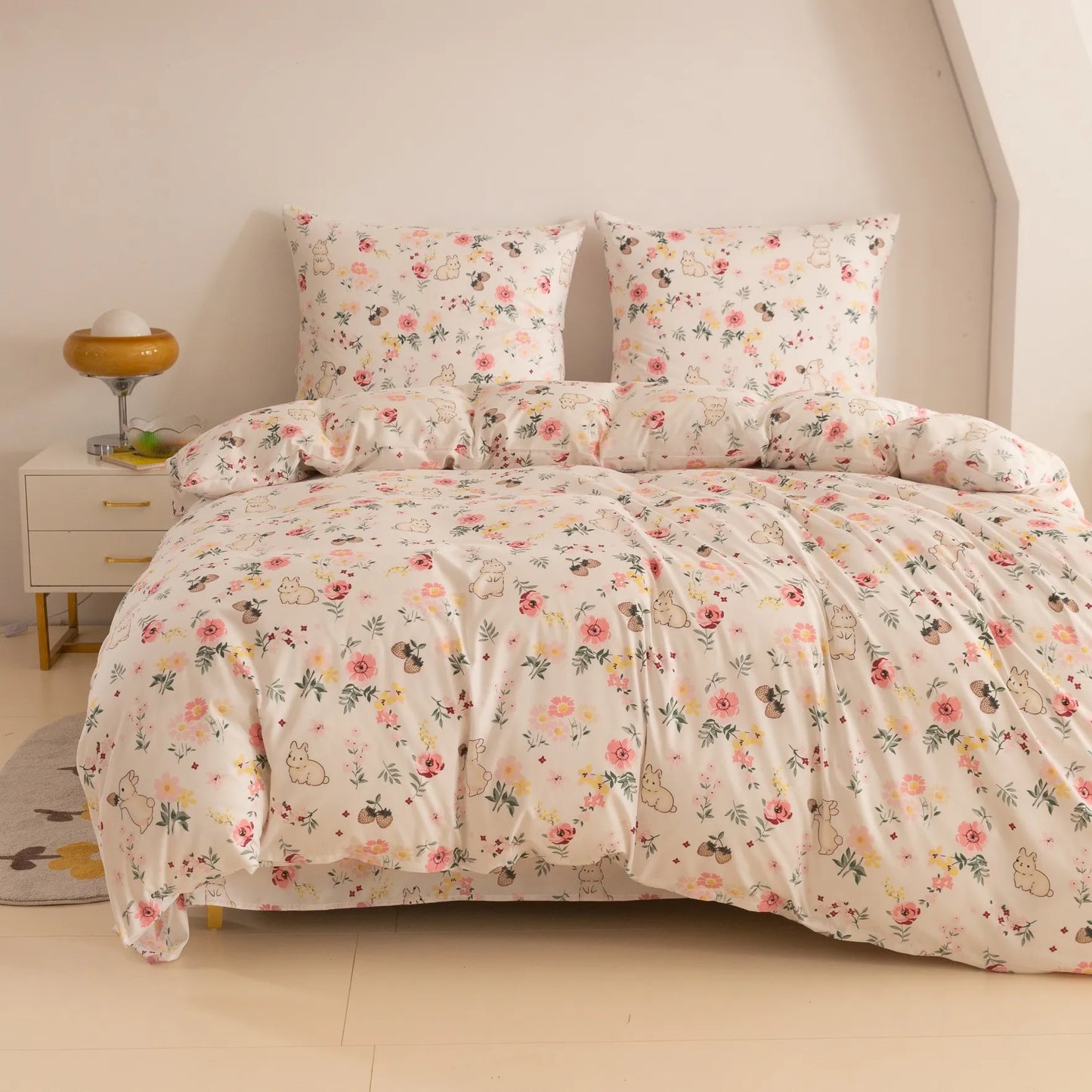 Rabbit Flowers Bedding Set