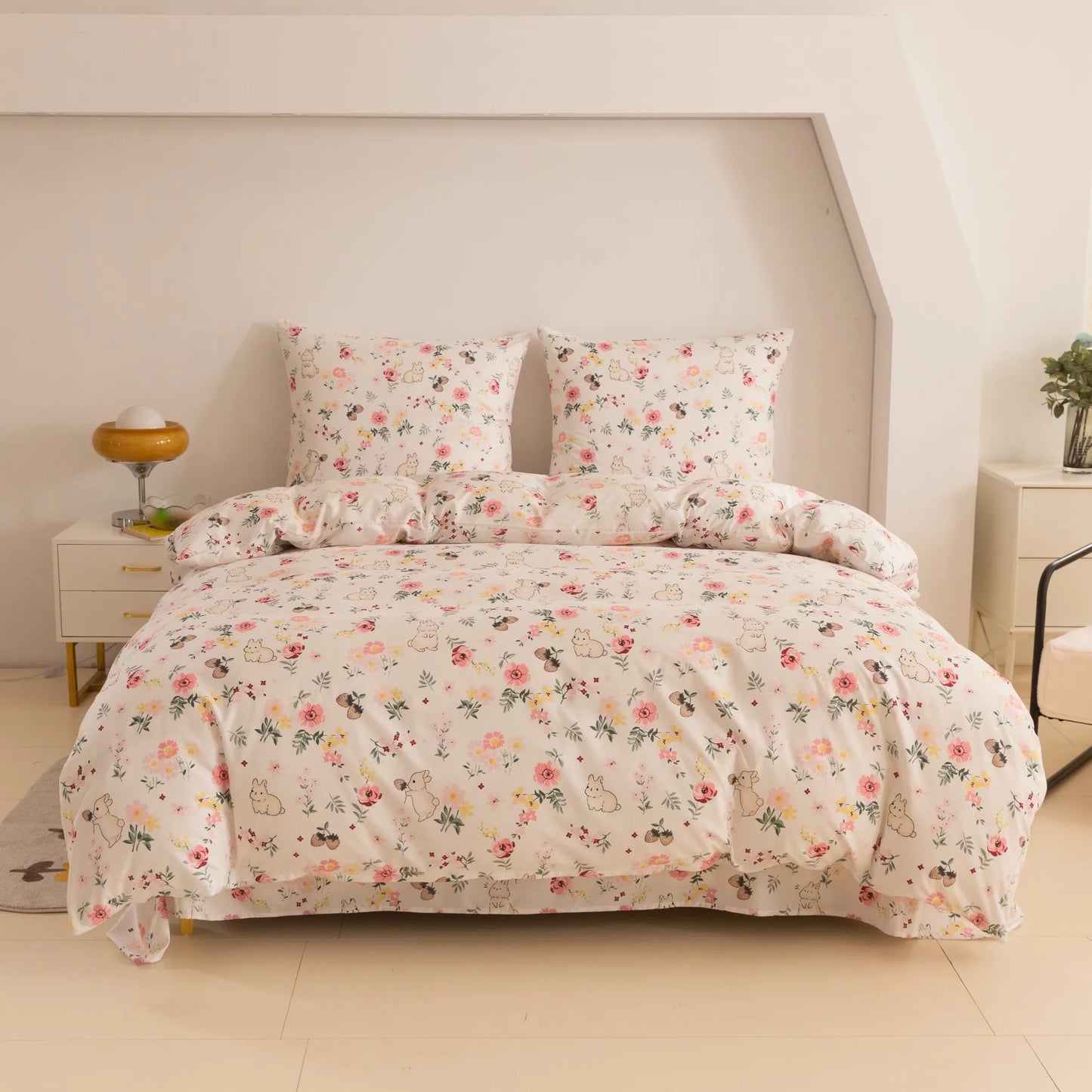 Rabbit Flowers Bedding Set