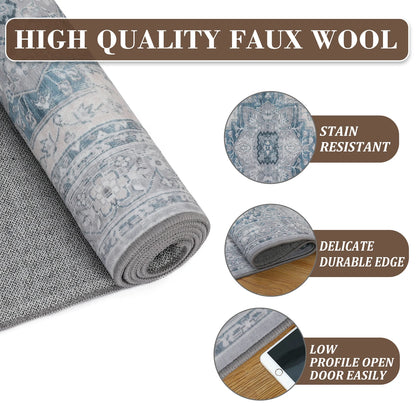 Large Vintage Washable Area Rug