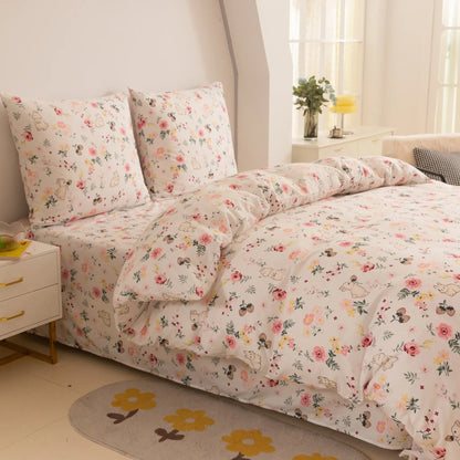 Rabbit Flowers Bedding Set