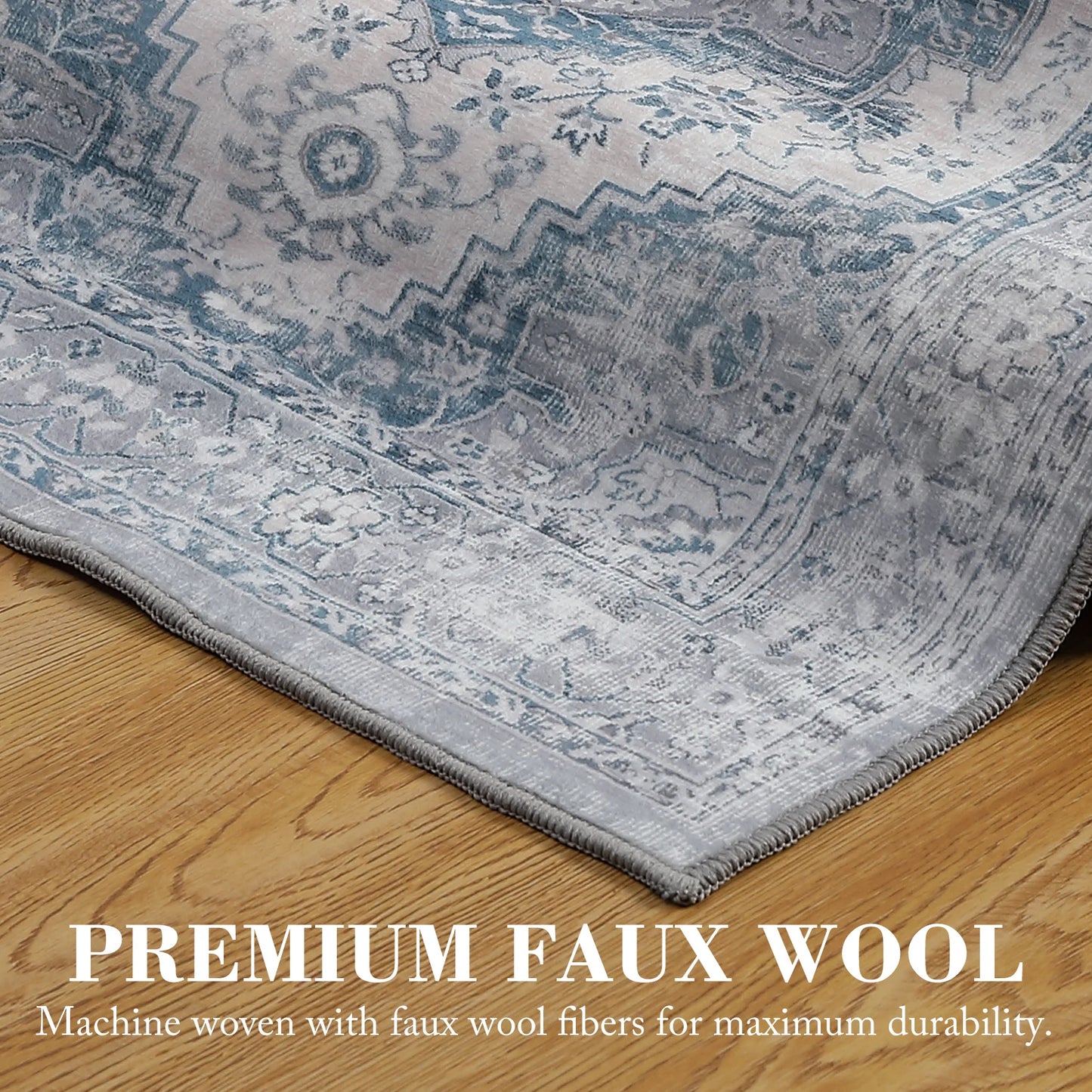 Large Vintage Washable Area Rug