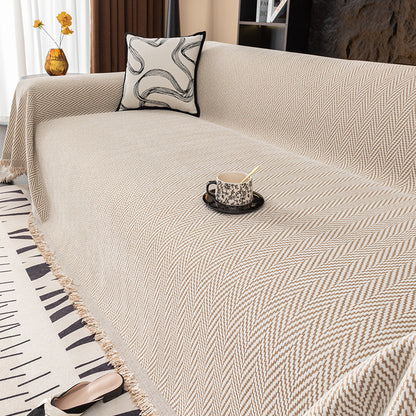 Striped Chenille Sofa Cover – Full Coverage Minimalist Design