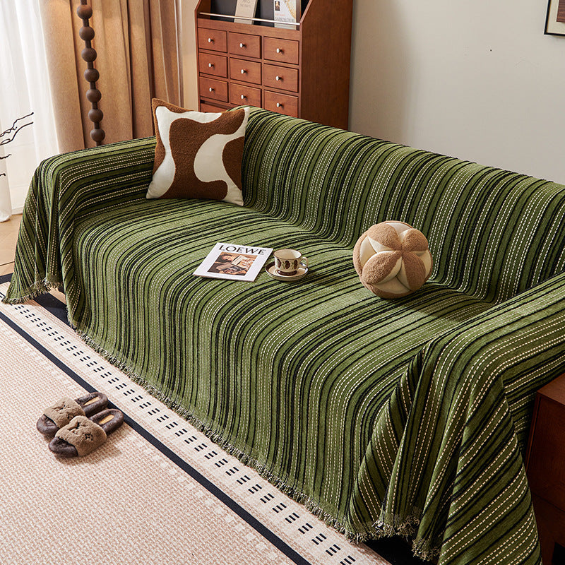 Solid Color Chenille Sofa Cover – Modern Anti-Slip Sofa Towel