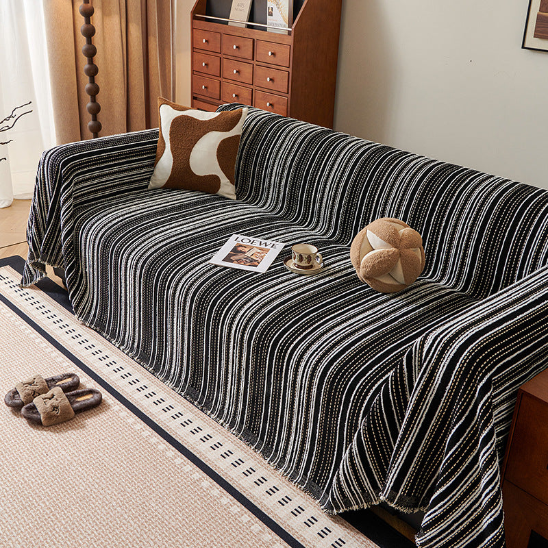 Solid Color Chenille Sofa Cover – Modern Anti-Slip Sofa Towel