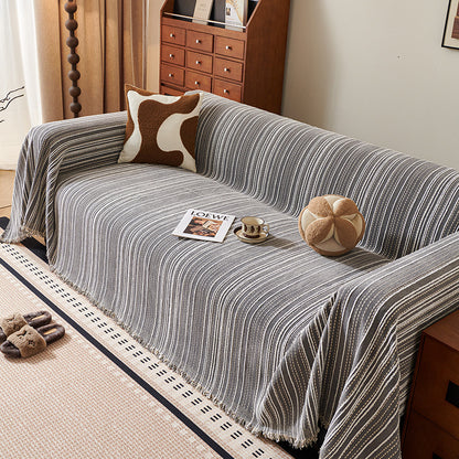 Solid Color Chenille Sofa Cover – Modern Anti-Slip Sofa Towel