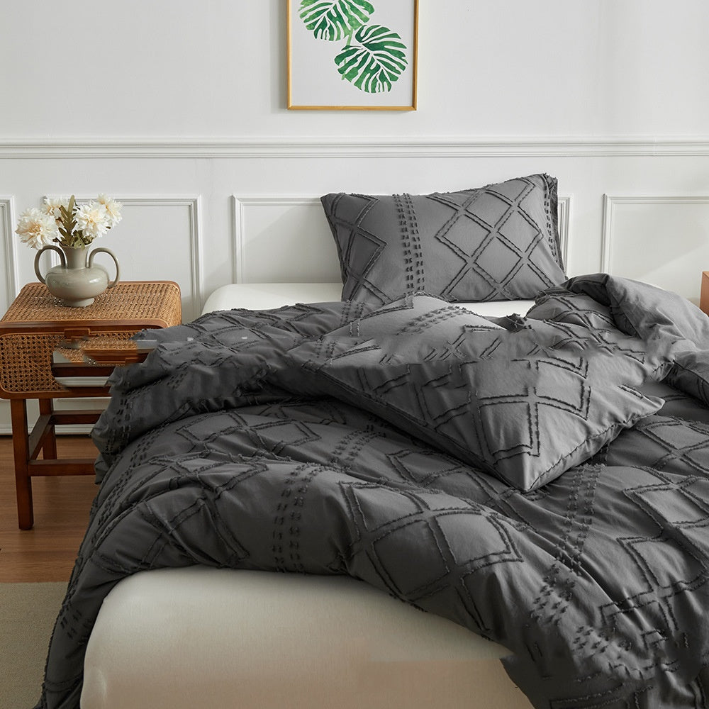 Cut Flower Geometric  Simple Pure Color Duvet Cover Pillowcase