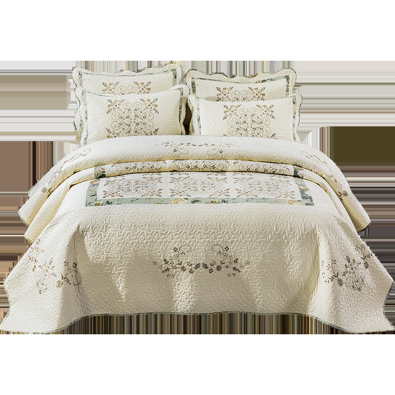 European Embroidered Cotton Bedspread Set