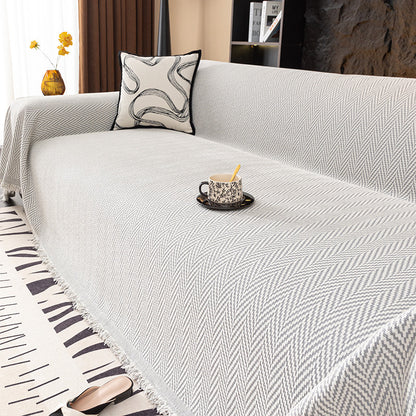 Striped Chenille Sofa Cover – Full Coverage Minimalist Design