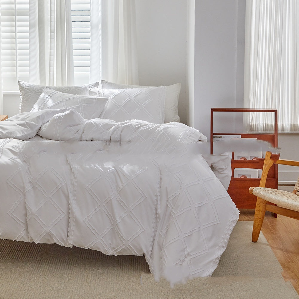 Cut Flower Geometric  Simple Pure Color Duvet Cover Pillowcase