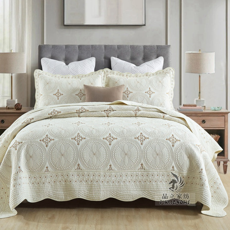 European Cotton Embroidery Bed Cover Set