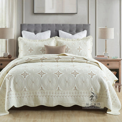 European Cotton Embroidery Bed Cover Set