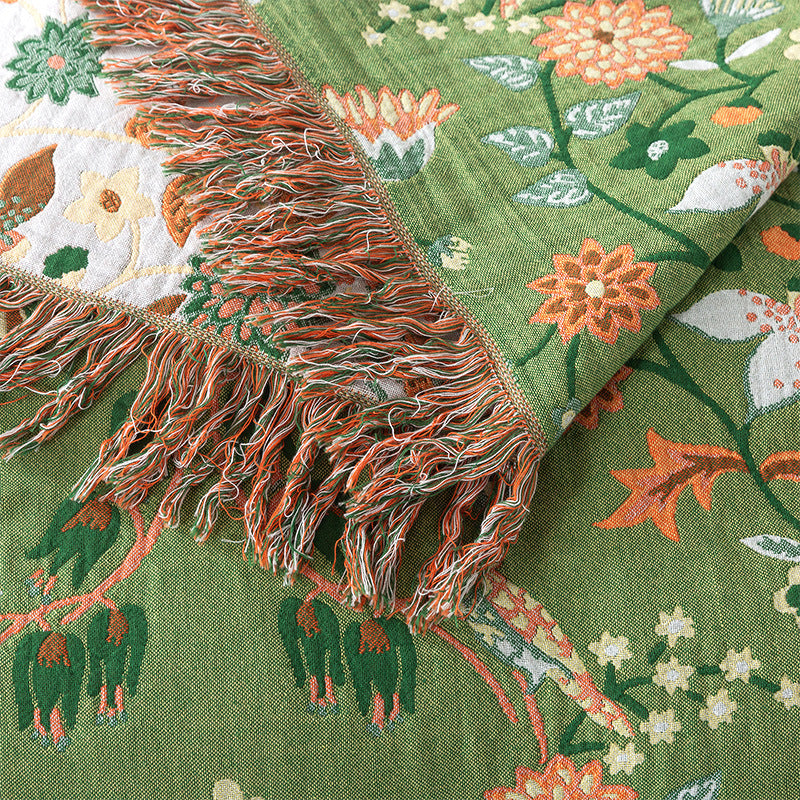 Pure Cotton Gauze Towel Quilt Double-sided Available Greenish White Sofa Towel Household Cover Blanket