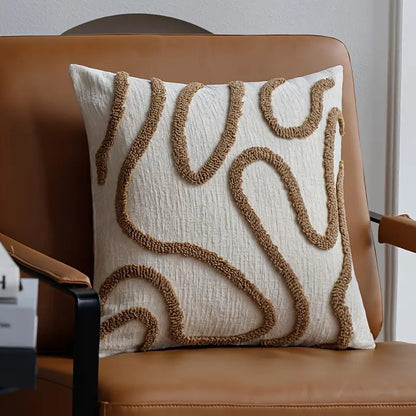 Abstract Line Chenille Cushion Cover