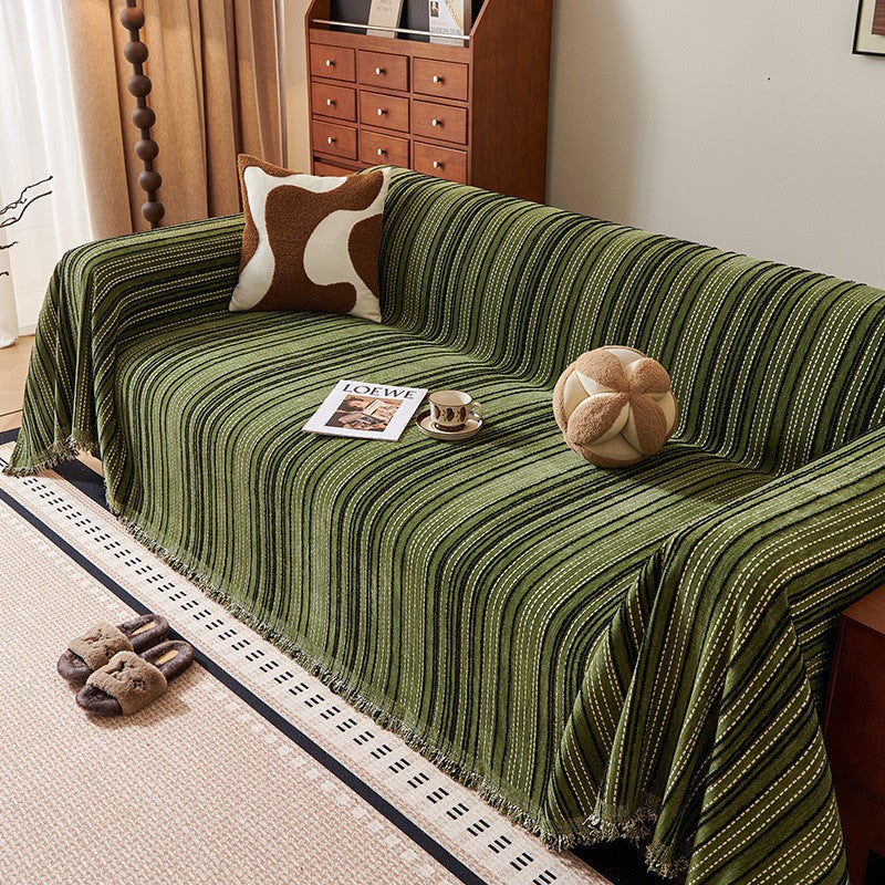 Solid Color Chenille Sofa Cover – Modern Anti-Slip Sofa Towel
