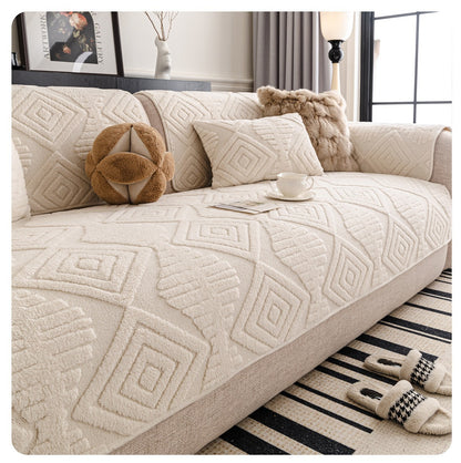 Winter Plush Sofa Cushion Cover – Anti-Slip Straight Cut