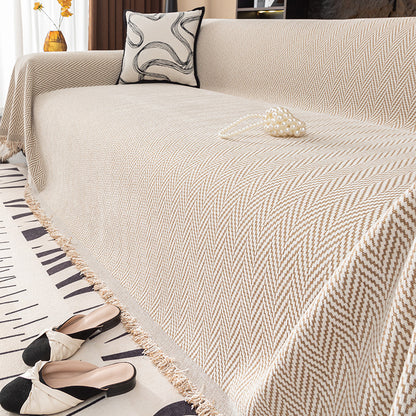 Striped Chenille Sofa Cover – Full Coverage Minimalist Design