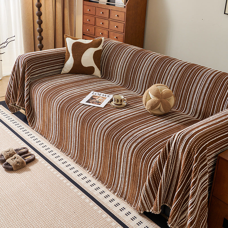 Solid Color Chenille Sofa Cover – Modern Anti-Slip Sofa Towel